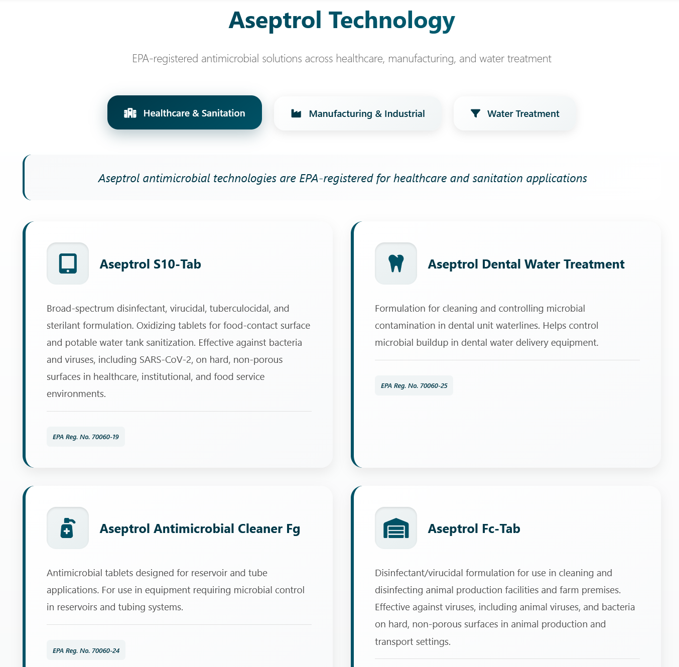 Oxidium Technologies About Aseptrol page